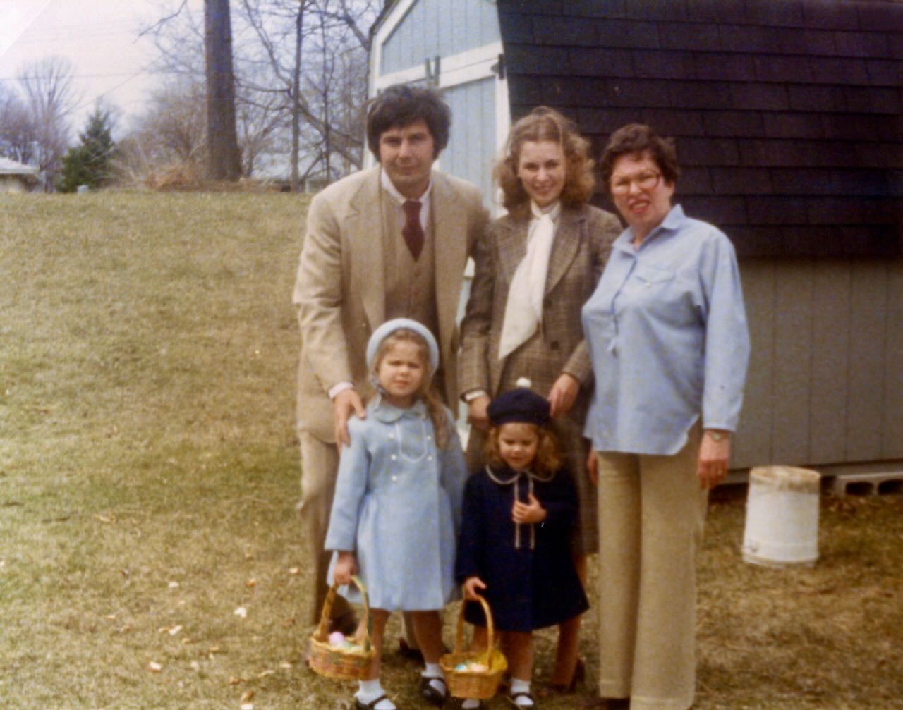 Katie with her family, Easter morning