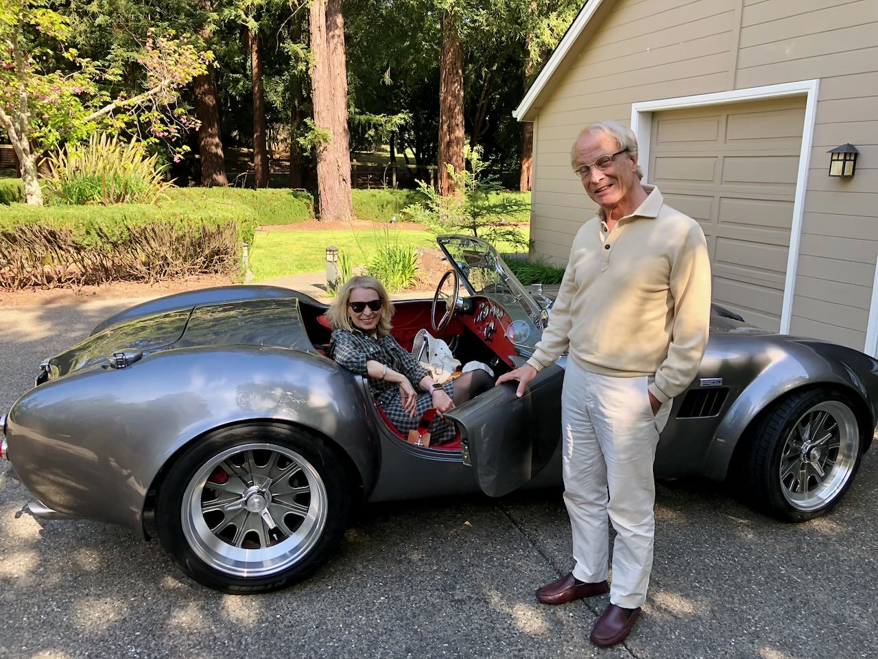 Katie and Richard with car at Butterfield