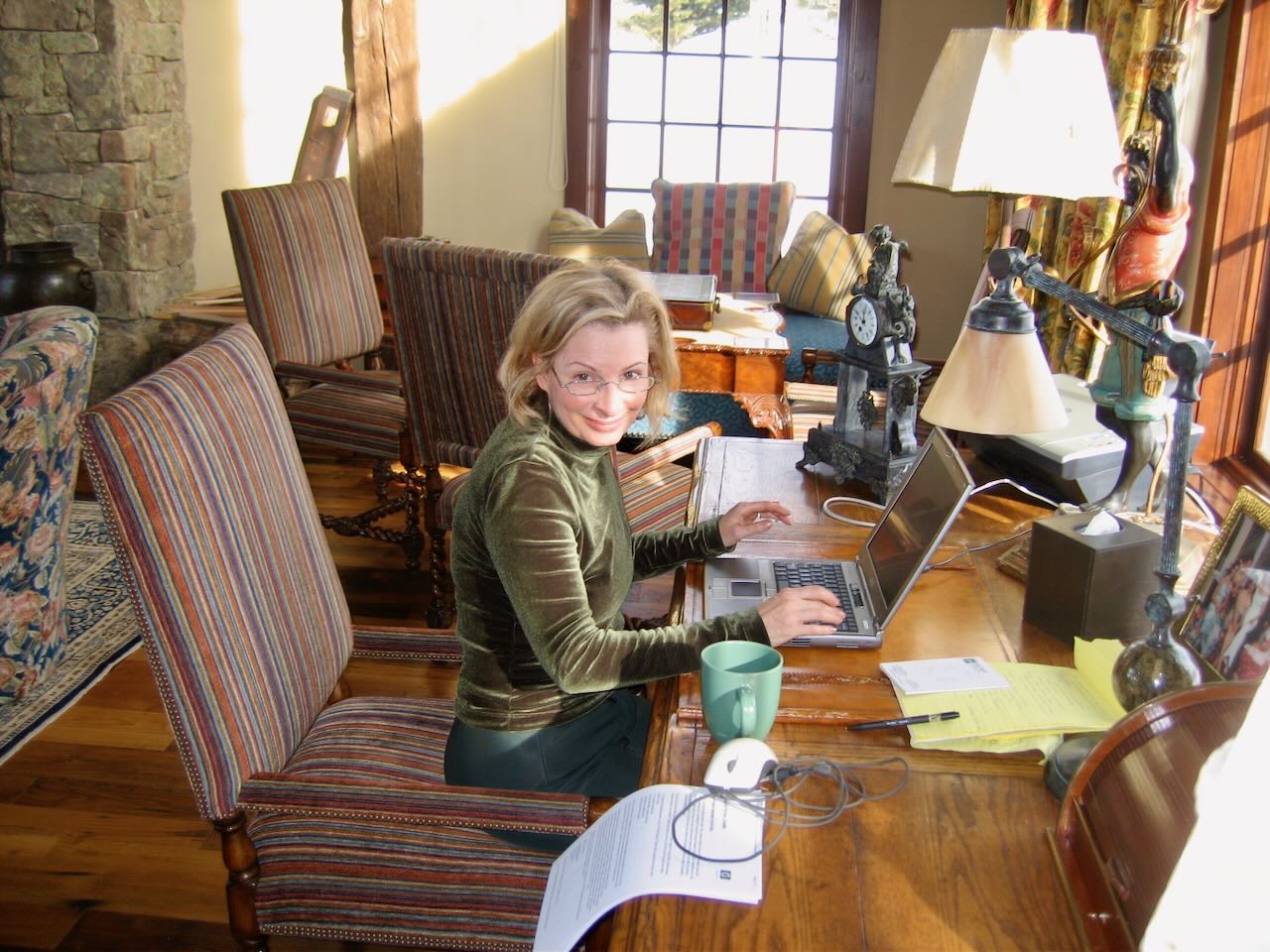 Katie at her desk